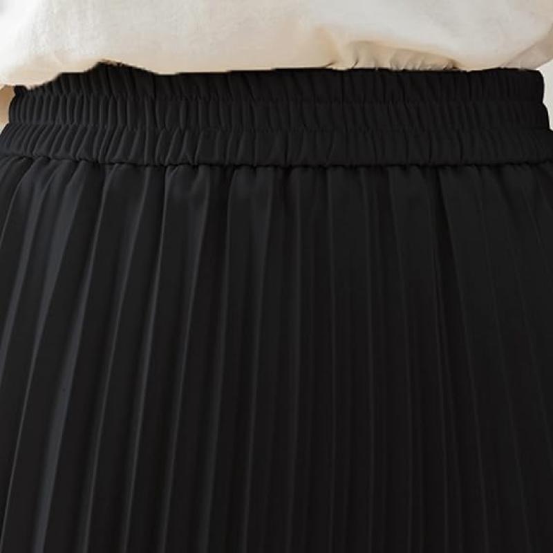 Womens Skirt Leopard Print Midi Long Shirring Pleated Skirts High Waisted A Line Skirts