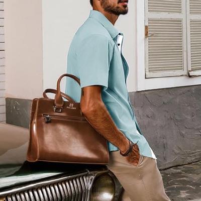 Mens Button Down Short Sleeve Shirts Casual Wrinkle-Free Dress Shirts Summer Beach