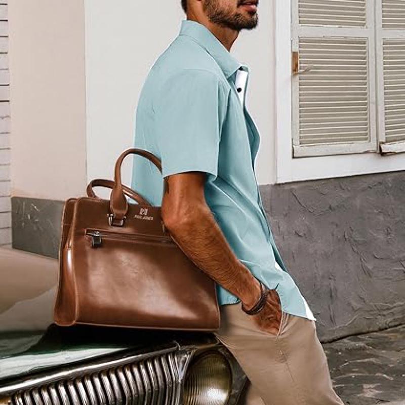 Mens Button Down Short Sleeve Shirts Casual Wrinkle-Free Dress Shirts Summer Beach