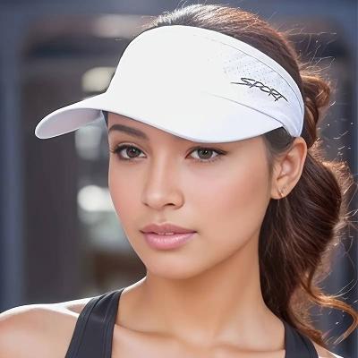 Women's Summer Visor Cap - Breathable Polyester, Open-Top Design for Running & Outdoor Activities, Available in White, Pink, Black, and More