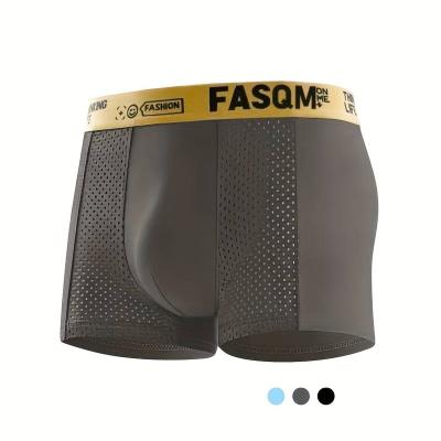 Men's Luxury Black and Golden Geometric Print Mid-Waist Boxer Briefs - Ultra Soft, Breathable Polyester Blend